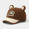 Gorra Personalizada de Invierno Gorra de Béisbol para Niños Etiqueta Estilo K Oso Dibujo Animado Gorra con Visera Para Niños de 2 a 5 Años Gorra a Prueba de Frío para Bebé