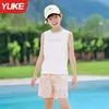 Nuevo Traje de Baño Infantil para Niños de Dos Piezas sin Mangas con Shorts Verano Nuevo Estilo para Niños Mayores Conjunto de Traje de Baño para Estudiantes