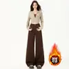 Pantalones Anchos de Pierna Recta Holgados de Cintura Alta Estilo Retro Americano Versátiles Ins Caída Jeans de Pierna Recta Otoño e Invierno Pantalones Largos y Extra Largos para Mujer