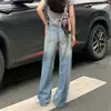 Jeans Anchos Lavados Americanos para Mujer Primavera y Verano 2025 Nuevo Diseño de Moda Cintura Alta Sueltos Adelgazantes Pantalones de Charol