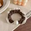 Elástico de Cabelo de Intestino Delgado com Babados de Alta Qualidade, Tiara de Pérola, Novo Estilo, Rabo de Cavalo, Corda de Cabelo Coreana, Elástico de Cabelo Feminino de Alta Elasticidade, Flor