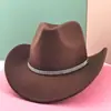Chapéus de Cowboy Ocidentais com Aba Enrolada, Vendas Populares Transfronteiriças no Outono e Inverno, Chapéus de Feltro de Lã para Homens e Mulheres, Chapéus Jazz Estilosos com Aba Curva