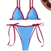 Nuevo Traje de Baño de Dos Piezas Estilo Europeo y Americano para Mujer, Bikini Sexy de Cuadros con Lazo, Traje de Baño Lindo de Comercio Exterior Transfronterizo para Mujeres