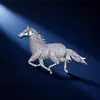 Broche de Cavalo do Zodíaco Estilo Chinês, Broche de Cavalo de Alto Padrão Cravejado com Diamantes para Mulheres, Alfinete de Luxo de Alto Padrão, Acessório para Terno Masculino