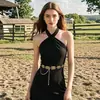 Novo cinto feminino, estiloso e elegante, estilo vintage, acessório de cintura com corrente decorativa de metal esculpido, dropshipping transfronteiriço