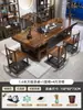 Novo Conjunto Grande de Mesa de Chá e Cadeiras Estilo Chinês para Escritório, Mesa de Chá em Madeira Maciça, Estação de Chá, Conjunto de Mesa de Chá Kung Fu em Madeira Natural Tudo-em-Um
