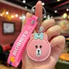 Chaveiro de carro com imitação de couro de urso de desenho animado, pingente de decoração fofo para bolsa de casal, pequeno presente no atacado