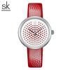 Shengke shengke nuevo cinturón de dama reloj de cuarzo con patrón tridimensional de punto reloj de pulsera para estudiante K0128