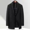 Casaco Masculino de Lã Liso, Gola Lapela, Dois Botões, Cachecol Removível, Comprimento Médio, Para o Trabalho, Negócios, Jaqueta de Lã