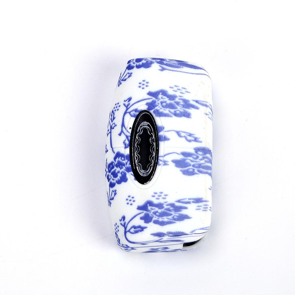 福特经典福克斯折叠3键无标水转印青花瓷