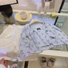 Traje de Manga Larga Nuevo para Niñas 2025 Verano Moda Infantil Cárdigan Delgado Moderno Conjunto de Dos Piezas con Tirantes