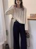 Explosivo 2024 Primavera e Outono Nova Moda Versátil Solto Simples Cor Sólida Design de Bolso Macio Sedoso Tricô Cardigan