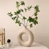 Vaso de Cerâmica Circular Irregular Estilo Wabi-Sabi Beihanmei Ornamento para Sala de Estar Decoração de Casa Artesanato Criativo