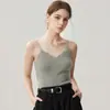 Top de punto con cuello en V y 35% cachemir, con diseño de encaje de cuatro paneles, color liso, corte ajustado y sin mangas, perfecto como capa interior para otoño e invierno
