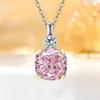 Pendente Quadrado Fashion Rosa Simples com Diamantes Incrustados Diamante de Alto Carbono Design de Nicho Retro Alta Qualidade Luxo Leve Diário Feminino