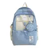 Mochila Estilo Coreano Ins para Alunos do Ensino Fundamental, Médio, Universitários, Mochila Escolar Feminina de Cor Sólida, Grande Capacidade, Multibolsos, Mochila Fofa para Meninas