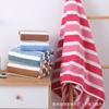Toalla de Baño de Terciopelo Coral de Raya Ancha Transfronteriza Doble Cara Engrosada Toalla de Baño a Rayas Claras y Oscuras con Bordes para Adultos y Niños