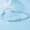 Pulsera Distintiva de Lazo Dulce para Mujer, Elegante Pulsera de Medio Brazalete de Alta Gama con Incrustaciones de Diamantes, Costura Asimétrica, Pulsera Linda