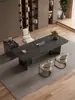 Mesa de Centro de Pizarra de Piedra de Lujo, Juego Moderno de Mesa y Sillas para el Té, Sencillo y Elegante con un Toque de Alta Gama, Mesa para Ceremonia del Té de Oficina, Mesa para Preparar Té