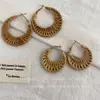 Estilo Ins Bohemio de Vacaciones Pendientes Redondos de Paja Hechos a Mano Pendientes para Foto en la Playa de Mujer Anillo de Oreja de Moda