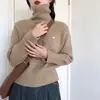 Suéter de cuello alto para mujer 2024 Otoño e Invierno Nuevo Holgado Estilo Retro Perezoso Estilo Occidental Camisa de punto Top para Mujer