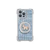 Funda de pony a cuadros adecuada para Apple 17 Pro Max, iPhone 15 con cordón en las cuatro esquinas, 16 soporte giratorio cruzado