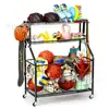 Prateleira de Armazenamento de Equipamentos Esportivos de Grande Capacidade Transfronteiriça, Carrinho de Armazenamento de Detritos de Jardim Móvel, Carrinho de Armazenamento de Bolas Multicamadas