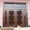 Porta de Entrada de Vidro Temperado Estilo Rústico com Porta Dupla de Liga de Zinco para Casa Autoconstruída Metro Quadrado