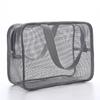 Bolsa de aseo de malla gris para hombre para natación con fugas, bolsa de almacenamiento portátil para cosméticos para mujer, venta directa de fábrica