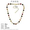 Collar Retro Transfronterizo Europeo y Americano para Mujer, Juego de Pulsera con Gema Colorida, Juego de Aretes de Diseño Creativo Personalizado