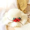Estilo Verano Sombrero de Paja Hecho a Mano de Fresa Dulce para Niños Sombrilla de Verano Paja Transpirable Sombrero de Pescador Plegable para Bebé