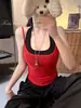 Conjunto de dos piezas de sexy camisola de color liso con cuello halter y copas fijas, nuevo top versátil de verano ajustado