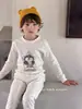 Ropa de Otoño y Pantalones Anmeiya Orgánico Cero Sensibilidad Ropa de Casa para Niños Pijama Infantil Estampado Completo Cuello Alto Puños Algodón Térmico