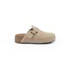 Uva mismo estilo aumento de altura cuero genuino retro Birkenstock zapatos para mujer pantuflas de punta cerrada zapatos de exterior de una sola pieza estilo casual persona perezosa pantuflas a medio pie
