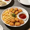 Plato de plástico para dumplings, plato para snacks de papas fritas y pollo frito con compartimento para salsa, plato para aperitivos fríos de restaurante, venta al por mayor comercial