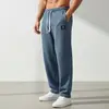 Calças Casuais Masculinas de Verão para Comércio Exterior, Calças Longas Casuais de Cor Sólida Estilosas e Confortáveis para o Dia a Dia, em Estoque