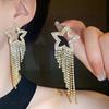 Brincos Irregulares de Geometria Diamante Agulha de Prata Brincos de Corrente com Garras de Diamante Exagerados Europeus e Americanos Brincos de Personalidade Brincos de Temperamento