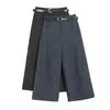 Novedad Otoño/Invierno 2026 Pantalones de Lana Cropped Estilo Cimitarra Cintura Alta Adelgazantes Casuales Pierna Ancha Pierna Recta con Cinturón