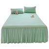 Conjunto de Falda de Cama con Colchoneta Refrigerante de Látex de Seda Helada Estilo Princesa de Verano, Juego de Tres Piezas de Sábana de Seda Helada para Cama Individual con Falda