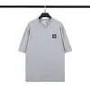 Camiseta de Manga Corta con Bordado de Etiqueta Pequeña, Color Liso Básico Clásico, Cuello Redondo, Versión Correcta, Piedra Transfronteriza, para Hombres y Mujeres, Parejas