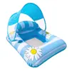 Cama Inflable Flotante de Sirena de Ensueño con Dosel para Adultos y Niños, Flotador Inflable para Agua con Respaldo, Sillón Lounge para Piscina al Aire Libre