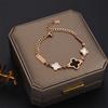 Pulsera para Mujer Pulsera de Acero Titanio Oro 18K Diseño Estilo ins Pulsera Moda Coreana Trébol de Cuatro Hojas Joyería Celebridad de Internet