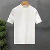 Camiseta Sencilla de Color Sólido con Cuello Medio y Manga Corta para Hombre, Nueva Colección Otoño 2025 Ajustada de una Sola Capa Ropa Interior para Hombre Top de Manga Corta