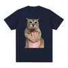 Transfronterizo 180g2025 Camiseta Gato Tor Gato Lindo Tendencia de Meme de Gato Camiseta Milenio Ropa para Hombre y Mujer Algodón Suave