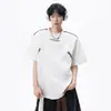 Camiseta de hombre de manga corta con cremallera, estilo callejero americano, top holgado de peso pesado de manga corta, tendencia de verano, nuevo