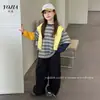 Camiseta de Manga Larga para Niña YOJIA Primavera/Otoño 2026 Nuevo Estilo Coreano Rayada Top para Niña Pequeña Camiseta Básica para Niños Atuendo de Otoño