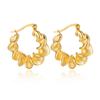 Brincos de pino com fivela fácil de ouro 18K galvanizados com torção de mola, estilo coreano, brincos elegantes personalizados de aço inoxidável polido