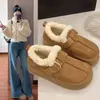 Zapatos Birkenstock de suela gruesa con forro de felpa para abrigar, botas de nieve para mujer, nuevo estilo 2026, mocasines de invierno, zapatos para conducir, zapatos de algodón Birkenstock