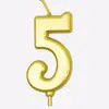Venda por Atacado Vela Digital Dourada para Crianças Ano Velho Decoração Criativa para Bolo de Aniversário Sem Fumaça 0-9 Vela de Aniversário Banhada a Ouro