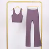 Conjunto de Chaleco Lulu U y Pantalones Acampanados, Ajustado con Cuello Alto, Cremallera Dorada Elástica, Conjunto para Fitness Yoga